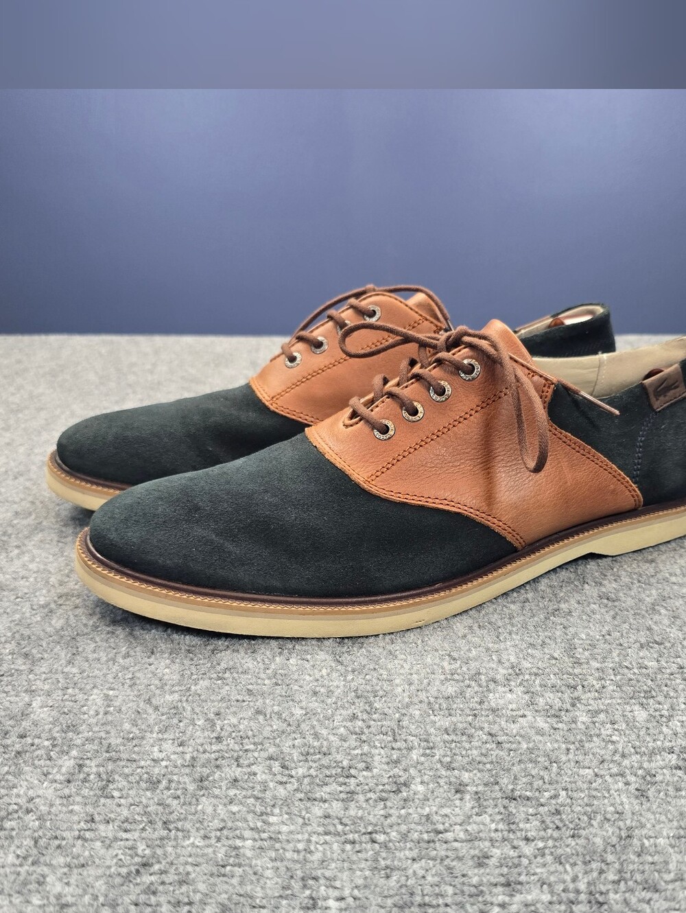 Lacoste Sherbrooke Golf SRM Shoes Mens 13 Navy Brown Suede Leather Spikeless